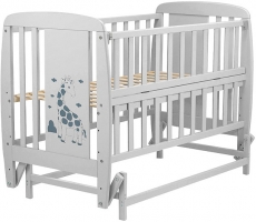 Детская кроватка Babyroom Giraffe маятник, откидной бок DJMO-02  бук grey